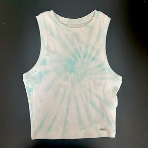 Hollister white blue the-dye cropped tank top.